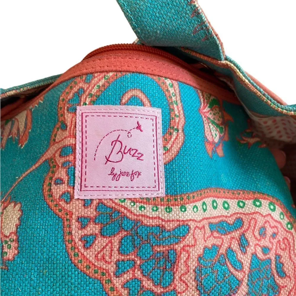 Buzz by Jane Fox Satchel Blue and Coral Paisley
